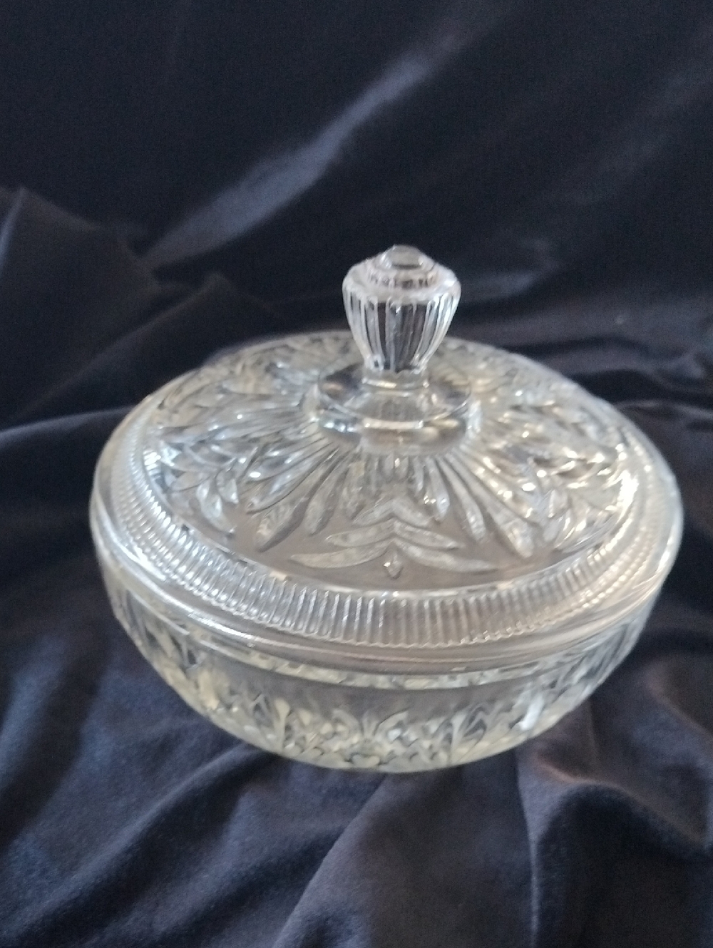 Vintage Avon clear pressed glass lidded.
